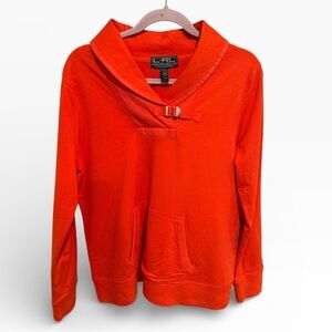 Vintage Women’s Ralph Lauren Active Shawl Collar Orange Cotton Shirt - Size L